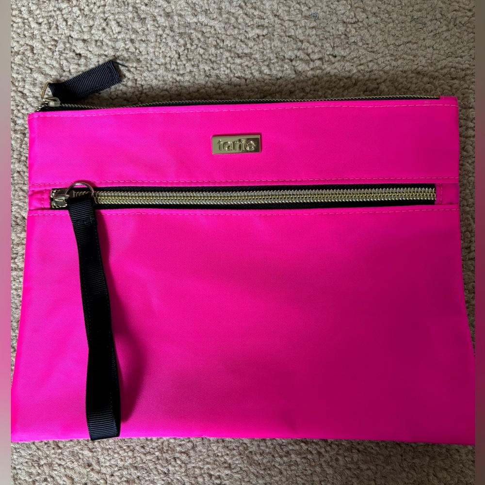 tarte Bright Pink Zip Clutch/Cosmetic Pouch